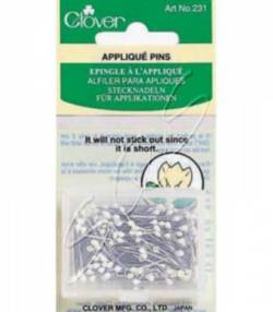  Clover Glaskopf-Stecknadeln weiss für Appliqué, 0.60 x 20 mm, 150 stk.