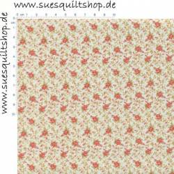 Benartex 1880s Modern Antiques Cream Flowers Repro Blümchen rosa auf creme