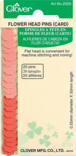 Clover Flachkopf-Stecknadeln mit Blümchen rosa 0.55 x 50 mm dünn, 20 stk./Packung