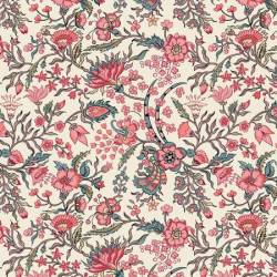 Jane Austen At Home Elizabeth große Blumen rosa petrol taupe auf creme