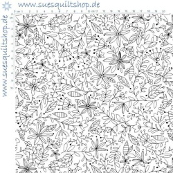 P&B Packed Floral Vines White/Black Blumen schwarz weiss