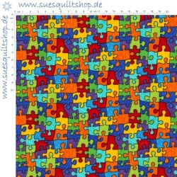 Timeless Treasures Crayon Party Brite Puzzle Pieces