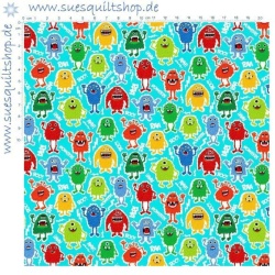 Makower Monster Mash Monsters blue