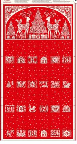 Makower Scandi Adventskalender rot, Rapport ca. 60 cm