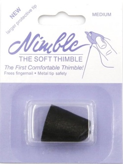 Nimble Thimble -  Lederfingerhut schwarz mit Metalleinlage Gr. M - Liebling von Tula Pink!