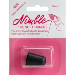 Nimble Thimble -    Lederfingerhut schwarz mit Metalleinlage Gr. S - Liebling von Tula Pink!