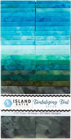 Island Batiks Tantalizing Teals 2-1/2 inch Jelly Roll, 40 Streifen