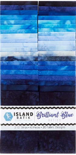 Island Batiks Brilliant Blues 2-1/2 inch Jelly Roll, 40 Streifen  