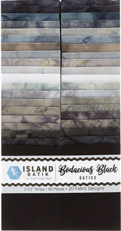 Island Batiks Bodacious Blacks 2-1/2 inch Jelly Roll, 40 Streifen 