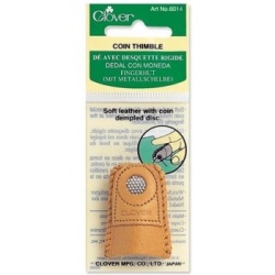 Clover Lederfingerhut mit Metalleinlage, Coin Thimble Medium
