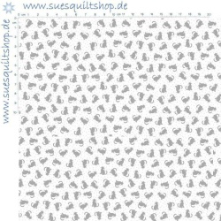 Benartex White/Grey Tonal Cats Katzen grau auf weiss