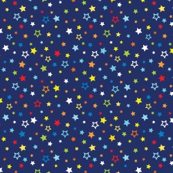 Benartex My Hero Pop Star Dark Royal Sterne bunt auf blau