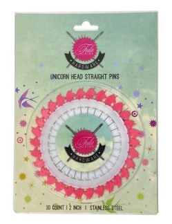 Tula Pink Flachkopf-Stecknadeln mit Einhorn ca. 0.55 x 50 mm, 30 stk./Packung 