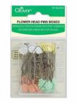 Clover Flachkopf-Stecknadeln mit Blümchen bunt  0.70 x 54 mm, 100 stk./Packung