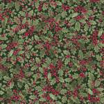Timeless Treasures Holly & Berries Stechpalmenblätter und -beeren grün rot 