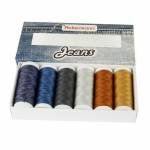 Ackermann Jeans Nähgarnset Farben Mix Stärke 80, 6 x 150m, Jeansgarn