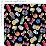 David Textiles Potpourri of Novelty Nähzubehör bunt auf schwarz