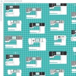 Benartex Amanda Murphy Sewing Room Aqua Sewing Machines Bernina Nähmaschinen