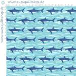 Makower Deep Blue Sea Sharks Light Blue