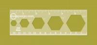 Hexagon Schablonen, Lineal 6 inch bzw. 16 cm ruler mit 1/2 in, 3/4 in, 1 in, 1-1/4 in, 1-1/2 inch