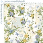 Springs Sweet As Can Bee Floral Bienen Blümchen grün blau flieder violett gelb